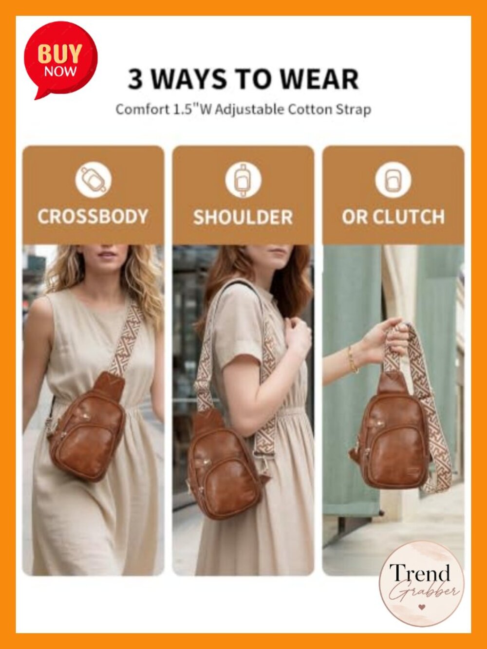 Anti Theft Crossbody Bag Vegan Leather Sling Purse Adjustable Strap Travel - Picture 5 of 6